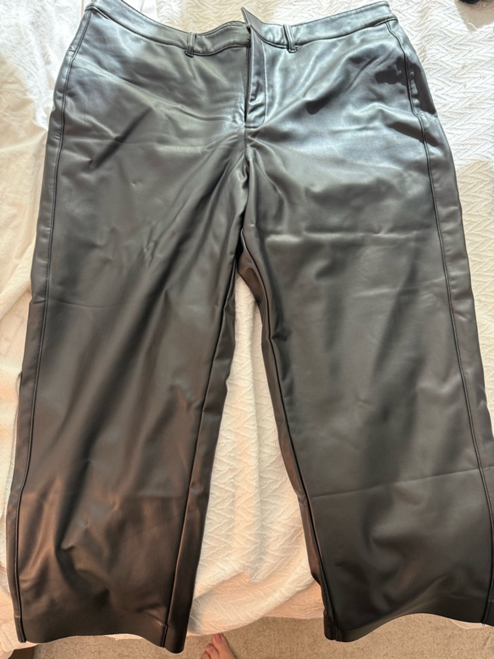 Old Navy Black Faux Leather Straight Leg Pants